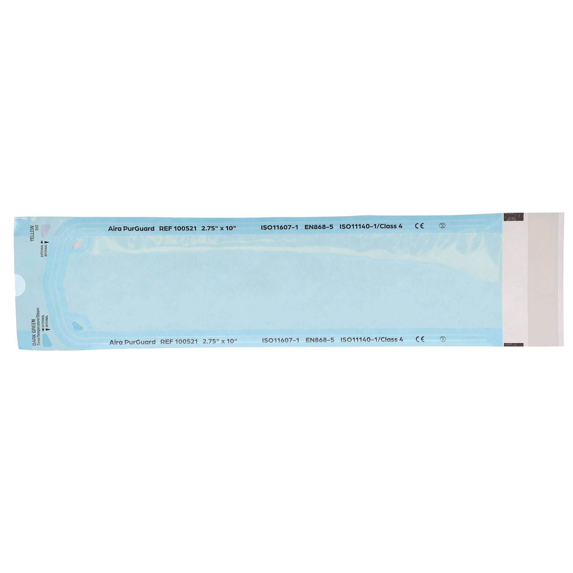 Aira 100521 PurGuard Paper/Blue Film Self-Sealing Sterilization Pouches 2.75